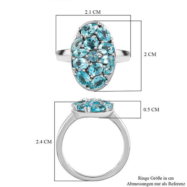 Paraiba-Apatit Ring 925 Silber platiniert (Größe 17.00) ca. 2.12 ct image number 7