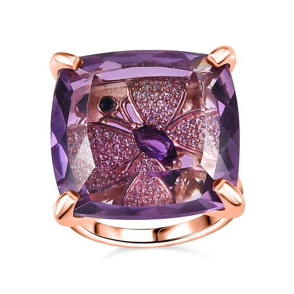 GP Trionfo Kollektion - AA Rose De France Amethyst und afrikanischer Amethyst, Zirkon und blauer Saphir-Ring - 27,65 ct. image number 4