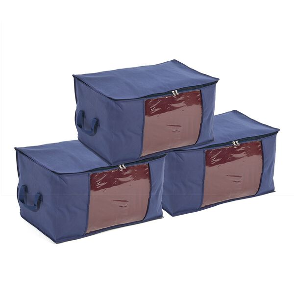 Aufbewahrungsboxen Set aus 3, Sichtfenster, 60 x 30 x 45 cm, Navy image number 0