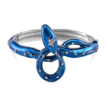 Blau emaillierter wei&szlig;er Kristall-Armreif, 18cm