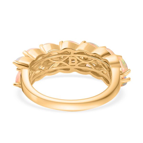 D'Joy AA Natürlicher, äthiopischer Welo Opal, Weißer Zirkon Ring 925 Silber 750 Gelbgold Vermeil (Größe 19.00) ca. 1,53 ct image number 5