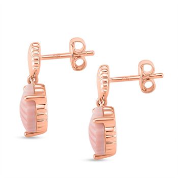 D'Joy Nat&uuml;rlicher Rosa K&ouml;nigsmuschel Perle (10x10 mm) Ohrringe 925 Silber 750 ros&eacute;vergoldet