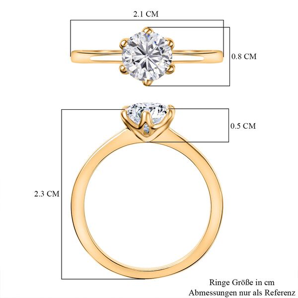 2er Set - D'joy Moissanit Ring, 925 Silber 750 Gelbgold Vermeil (Gr&ouml;&szlig;e 20.00), ca. 1.55 ct image number 6