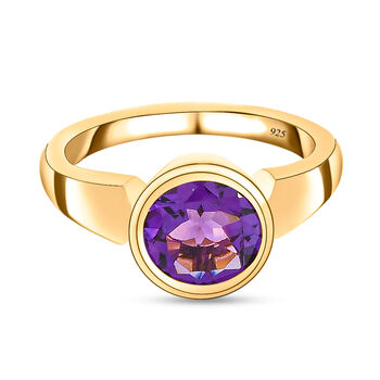 Nat&uuml;rlicher, marokkanischer Amethyst-Ring, 925 Silber vergoldet (Gr&ouml;&szlig;e 16.00) ca. 1.86 ct