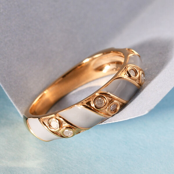 Diamant Ring 925 Silber vergoldet  ca. 0,10 ct image number 2