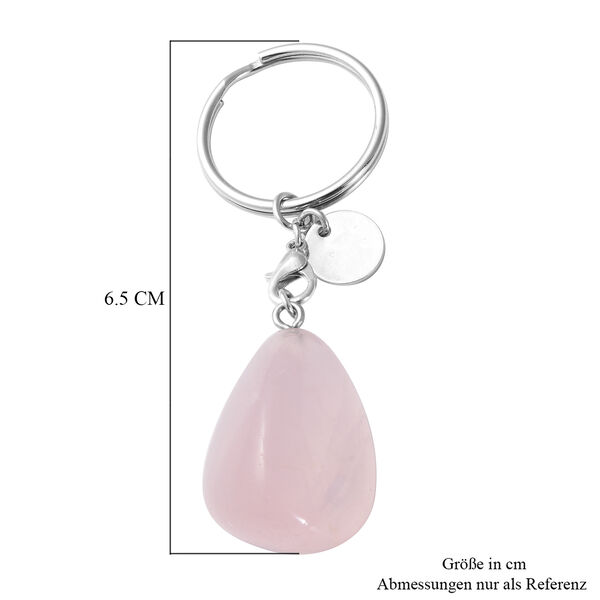 Rosenquarz Schlüsselanhänger, silberfarben ca. 67,00 ct image number 2