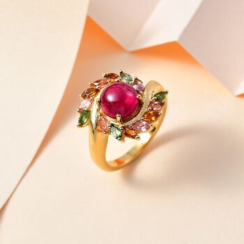 AA afrikanischer Rubin  und Multi-Turmalin-Ring - 4,63 ct.