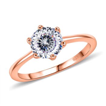 D&rsquo;Joy Moissanit Ring, 925 Silber mit E-Beschichtung Ros&eacute;gold - 1,26 ct.