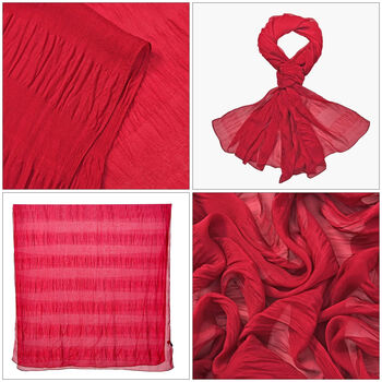 LA MAREY &ndash; 100% Maulbeeren-Seidenschal, Chiffon, 110x200cm, rot