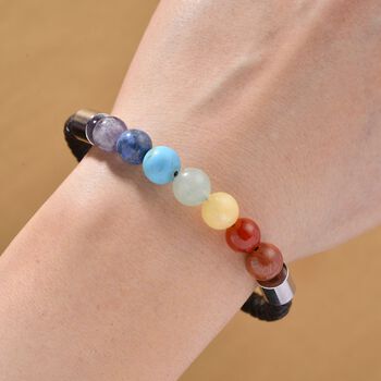 Mehrfarbige Edelsteine Armband, ca. 20 cm, Reiner Edelstahl ca. 35,00 ct.