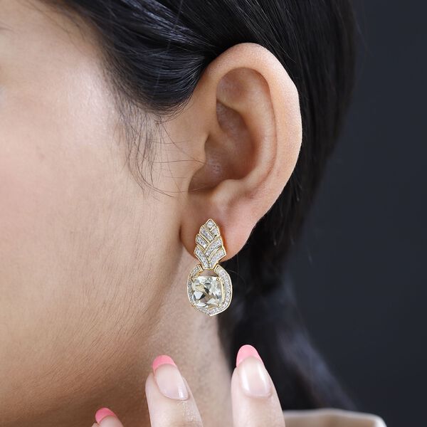 Prasiolith und Zirkon Ohrringe - 7,35 ct. image number 3