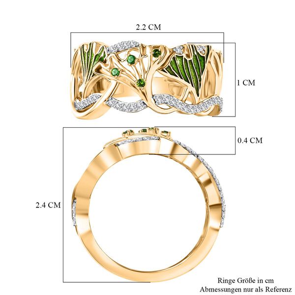 GP - Kanchanaburi Blauer Saphir, Natürlicher Chromdiopsid Ring 925 Silber 750 Gelbgold Vermeil (Größe 20.00) ca. 0,39 ct image number 8