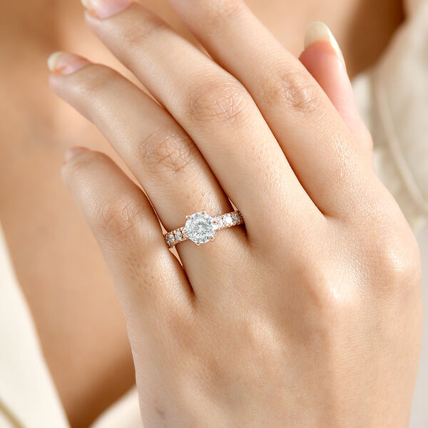 D'Joy 120 Facetten Moissanit Ring 925 Silber Rosevergoldet (Größe 17.00) ca. 1.67 ct image number 3