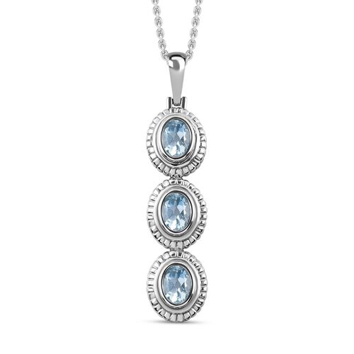 Himmelblauer Topas Anhänger mit Kette, Edelstahl ca. 2.25 ct image number 0