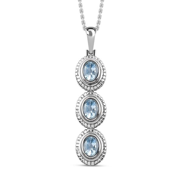 Himmelblauer Topas Anhänger mit Kette, Edelstahl ca. 2.25 ct image number 0