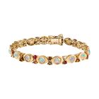 Natürlicher, äthiopischer Welo Opal, mehrfarbiges Turmalin Armband, ca. 18 cm, 925 Silber Gelbgold Vermeil, ca. 8.96 ct