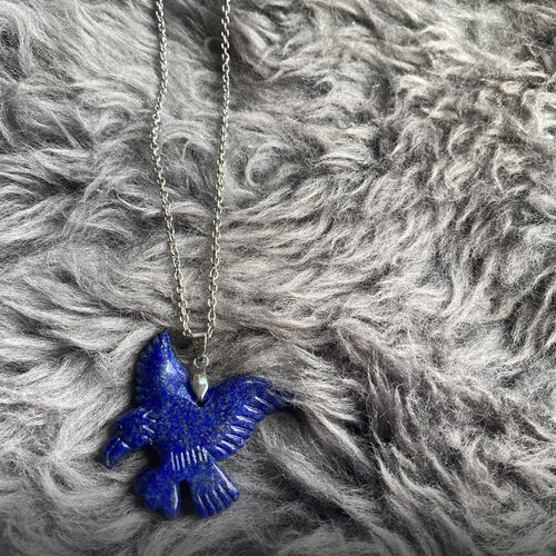 Lapislazuli Anhänger mit Kette Edelstahl ca. 72,50 ct image number 0