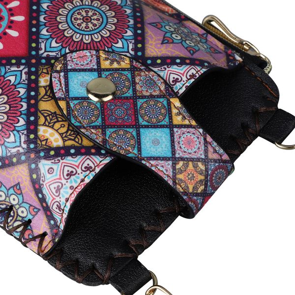Boho Stil Crossbody Handytasche, mehrfarbige Rauten image number 6