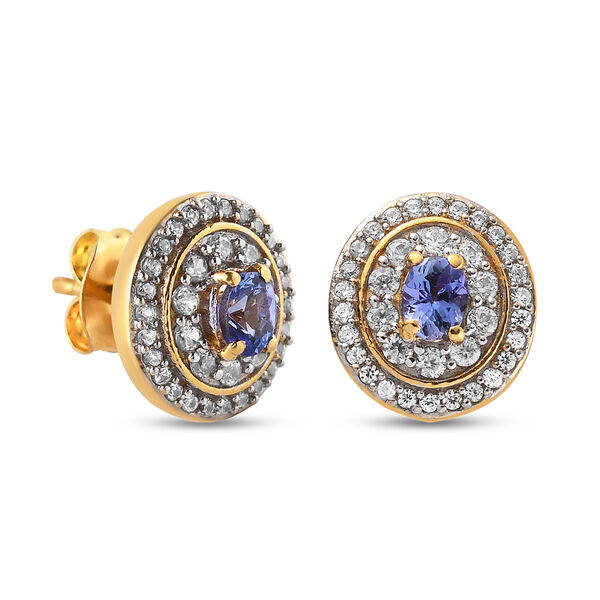 AAA Tansanit und Zirkon-Ohrstecker, 925 Silber vergoldet ca. 1,20 ct image number 5