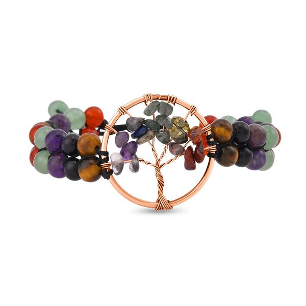 Mehrfarbiges Edelstein Armband, ca. 15.25 cm, Messing  ca. 69.00 ct