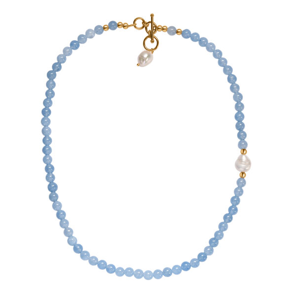 Aquamarin-Perlen und Barockperle Halskette, 45 cm image number 4