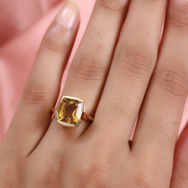 Citrin Solitär Ring 925 Silber 585 Vergoldet image number 3