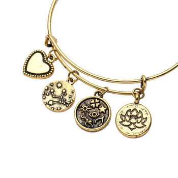 2er- Set Opalith und Glas-Armreif, ca. 17 -19 cm, goldfarben ca. 149.00 ct