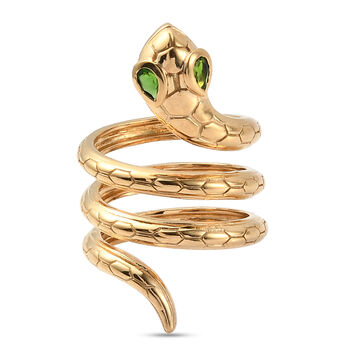 Nat&uuml;rlicher Chromdiopsid Ring 925 Silber vergoldet (Gr&ouml;&szlig;e 17.00) ca. 0,34 ct