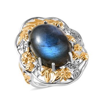 EVER TRUE AAA Labradorit Ring Nickelfreies Messing Zweifarbige Beschichtung (Gr&ouml;&szlig;e 18.00) ca. 12,55 ct