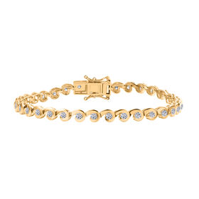 LUXURIANT DIAMOND- SI Labor Diamant 19cm Armband, 925 Silber 750 Gelbgold Vermeil - 2,51 ct.
