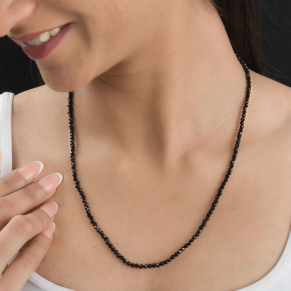 Schwarzer Spinell Halskette ca. 50 cm 925 Silber rhodiniert ca. 42.00 ct image number 3