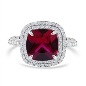 Roter und weißer Zirkonia-Ring - 9,62 ct.
