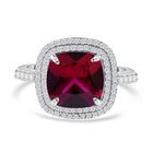 LUSTRO STELLA - Roter Zirkonia, Weißer Zirkonia Ring 925 Silber rhodiniert (Größe 18.00)