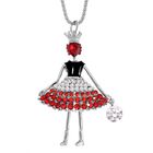 Ballerina-Halskette mit rotem und weißem Kristall, ca. 70 cm emailliert