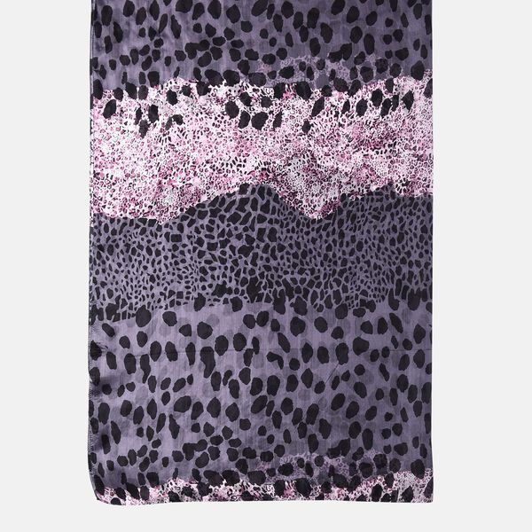 LA MAREY 100 % nat&uuml;rlicher Maulbeerseiden Schal, Leopardenmuster, Gr&ouml;&szlig;e: 180x110 cm, Grau image number 3
