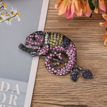 Mehrfarbige Kristall-Brosche, Cham&auml;leon