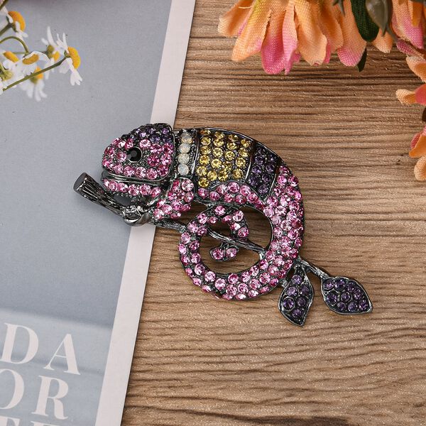 Mehrfarbiger Kristall Brosche  Schwarz image number 1