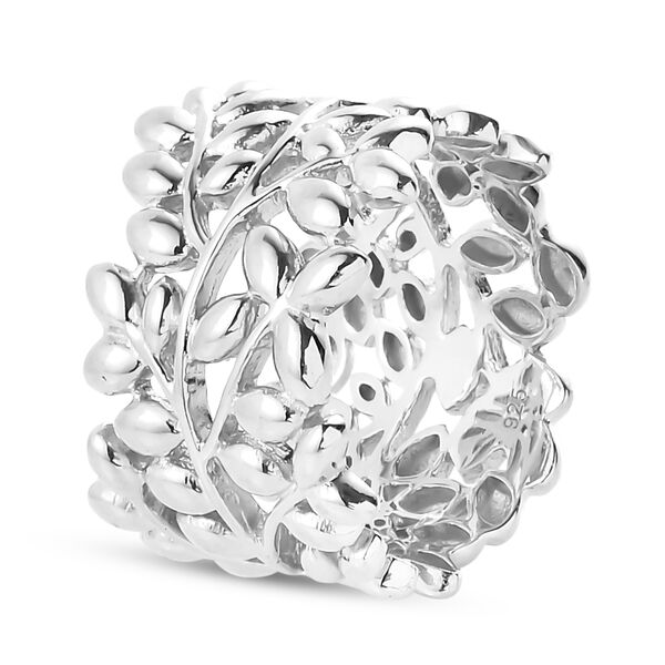 ALLORO platinierter Silber-Ring mit Blattmotiven image number 3
