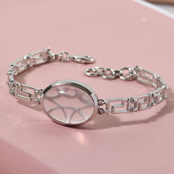 Rosa Quarz Armband ca. 19 cm Messing platiniert ca. 19,79 ct image number 2