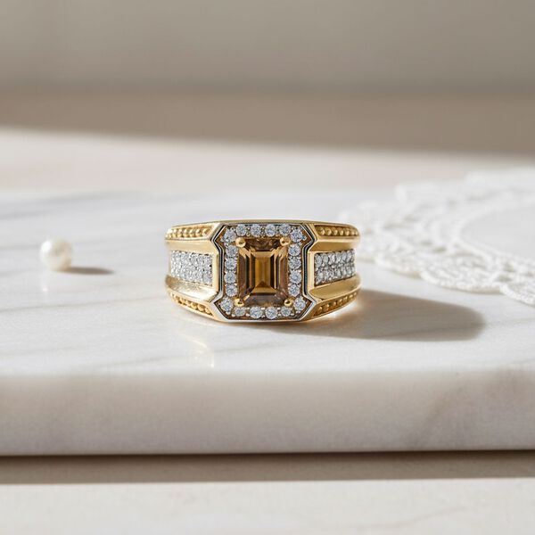 D'Joy nat&uuml;rlicher goldener Tansanit und Zirkon Ring - 1,68 ct. image number 1