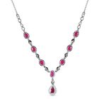 Afrikanisches Rubin (Fissure gefüllt) Collier, ca. 45 cm, 925 Silber platiniert ca. 6.40 ct