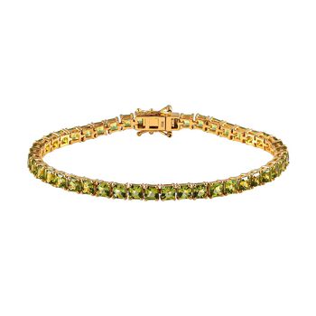 Nat&uuml;rliches Peridot Armband, ca. 20 cm, 925 Silber vergoldet ca. 15,39 ct