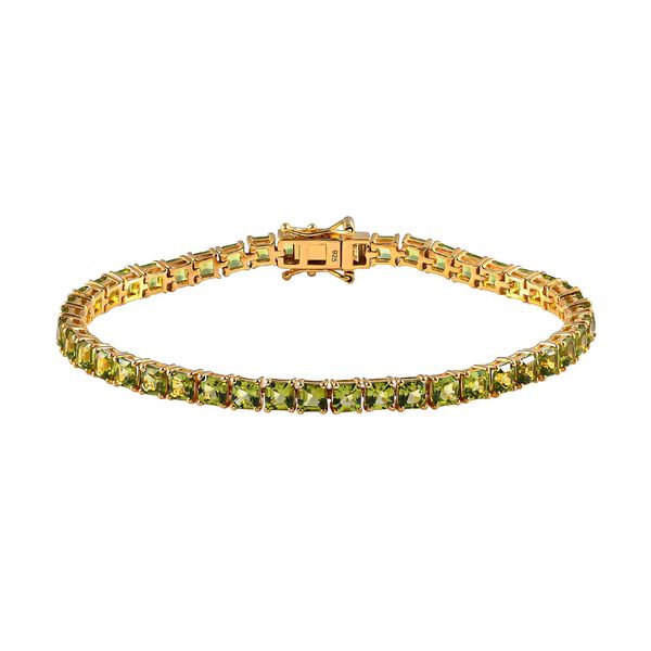 Nat&uuml;rliches Peridot-Armband, 925 Silber vergoldet, 19 cm, 15,39 ct.