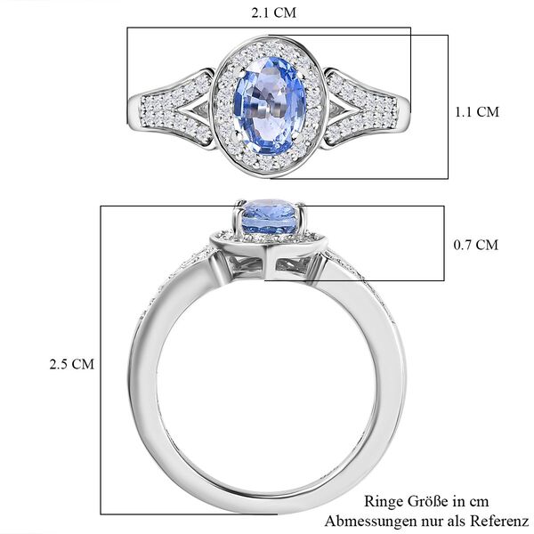 Blauer Ceylon-Saphir und Zirkon Ring - 1,42 ct. image number 7