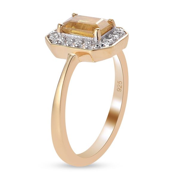 Gelber Saphir und Zirkon Halo Ring 925 Silber 585 vergoldet image number 5