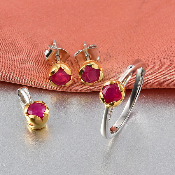 D'Joy afrikanischer Rubin zweifarbiges Schmuckset - 2,28 ct. image number 1