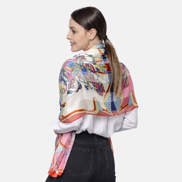 LA MAREY: Bedruckter Schal aus 100% Maulbeerseide, Kronenleuchter-Muster, inkl. Geschenkbox, Mehrfarbig&nbsp; image number 2