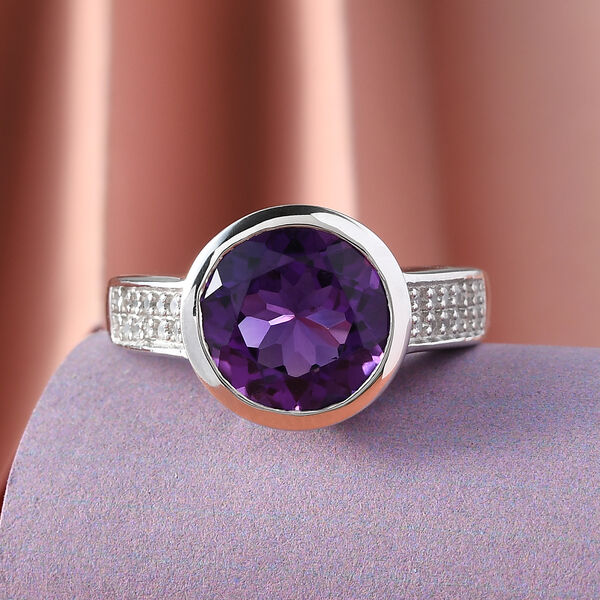 Lusaka Amethyst und Zirkon Ring 925 Silber platiniert  ca. 3,71 ct image number 2