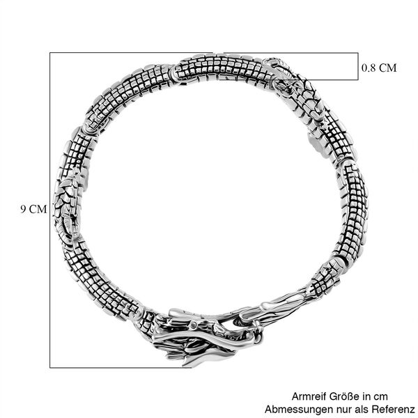 Designer Style- Drachen Armreif Reiner Edelstahl ca. 20 cm ca. 71,50g, Silberfarben image number 5