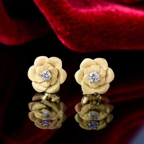 Lab Grown Diamant SI Ohrringe 925 Silber 750 Gelbgold Vermeil ca. 0.20 ct image number 2